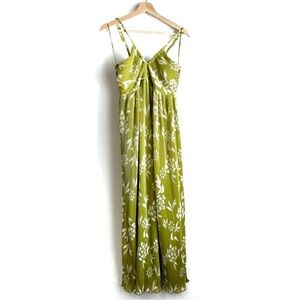 Sincerely Jules lime green tropical floral pattern maxi dress size small
